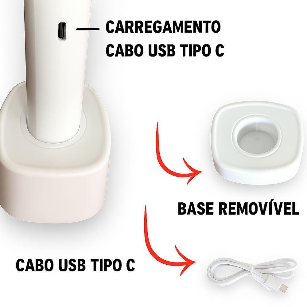 Raquete Elétrica Mata Insetos Recarregável Usb Com Base E Luz Led Uv - 5