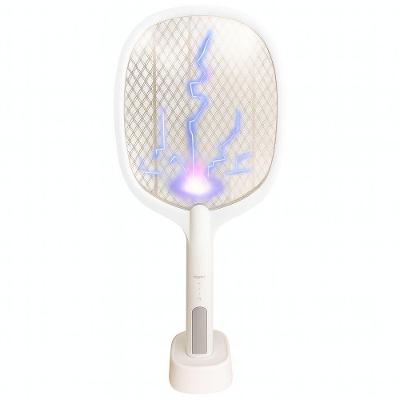 Raquete Elétrica Mata Insetos Recarregável Usb Com Base E Luz Led Uv