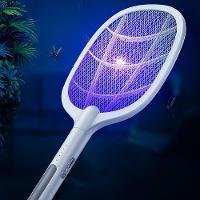 Raquete Elétrica Mata Insetos Recarregável Usb Com Base E Luz Led Uv