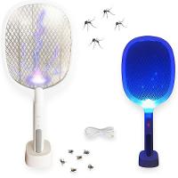 Raquete Elétrica Mata Insetos Recarregável Usb Com Base E Luz Led Uv - 6