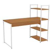 Mesa Escrivaninha Prateleiras 136 Cm Li010 Canela Branco Kpb Canela Branco - 1