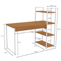 Mesa Escrivaninha Prateleiras 136 Cm Li010 Canela Branco Kpb Canela Branco - 3