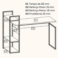 Mesa Escrivaninha Prateleiras 136 Cm Li010 Canela Branco Kpb Canela Branco