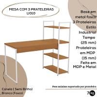 Mesa Escrivaninha Prateleiras 136 Cm Li010 Canela Branco Kpb Canela Branco - 5