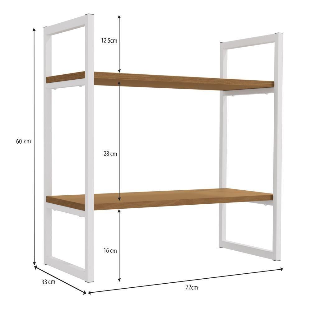 Mesa Escrivaninha E Nicho 2 Prateleiras Canela Branco Kpb Canela Branco - 4