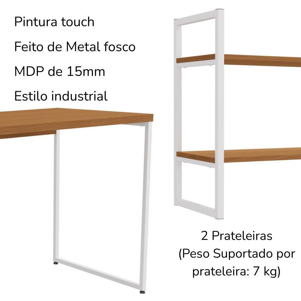 Mesa Escrivaninha E Nicho Estante Canela Branco Kpb Canela Branco - 2