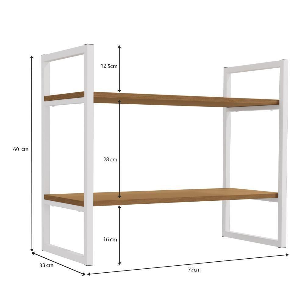 Mesa Escrivaninha E Nicho Estante Canela Branco Kpb Canela Branco - 3