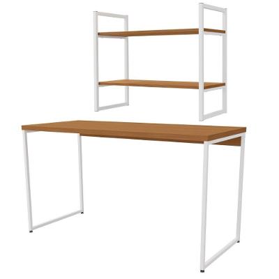 Mesa Escrivaninha E Nicho Estante Canela Branco Kpb Canela Branco