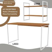 Mesa Escrivaninha E Nicho Estante Canela Branco Kpb Canela Branco - 6