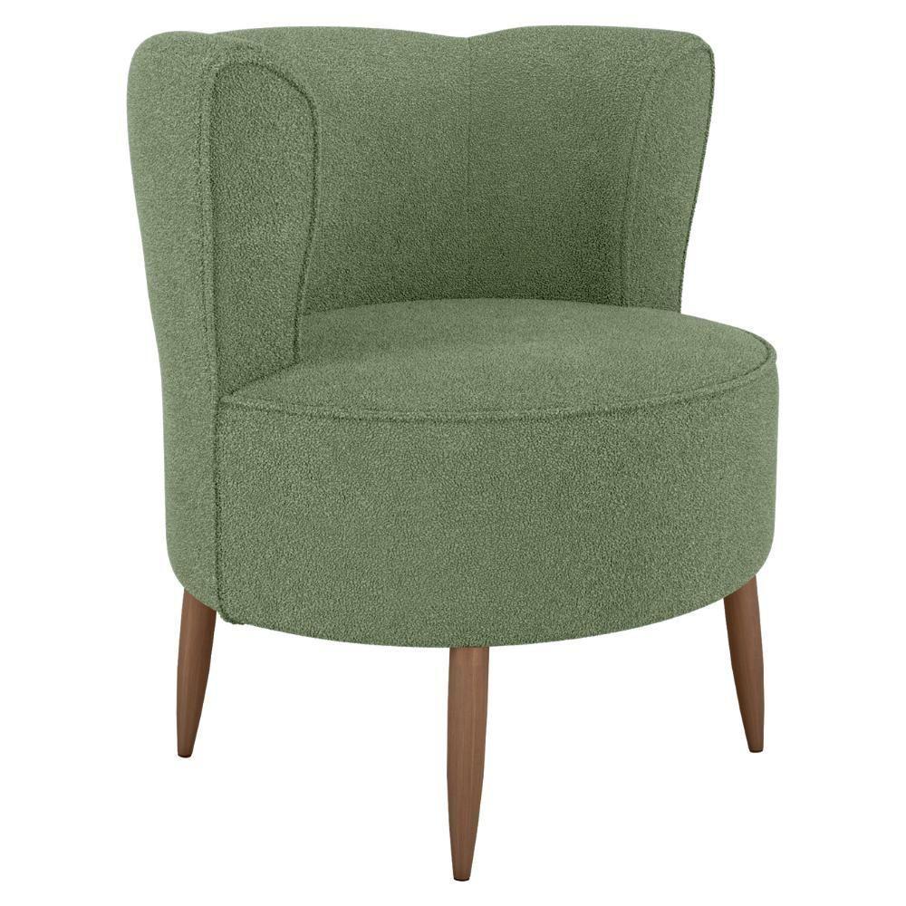 Poltrona Decorativa Pes Palito Savana Boucle Oliva Milani Store Oliva - 1