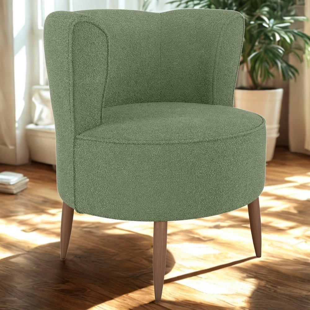 Poltrona Decorativa Pes Palito Savana Boucle Oliva Milani Store Oliva - 5