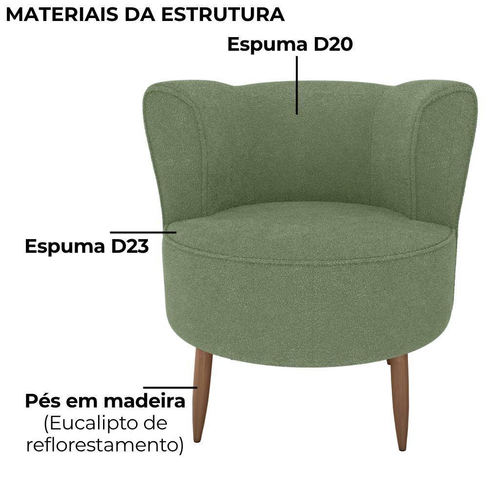 Poltrona Decorativa Pes Palito Savana Boucle Oliva Milani Store Oliva - 8