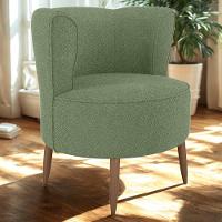 Poltrona Decorativa Pes Palito Savana Boucle Oliva Milani Store Oliva - 5