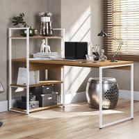 Mesa Escrivaninha E Estante Alta 4 Portas Canela Branco Kpb Canela Branco - 2