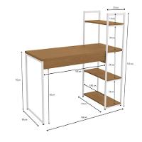 Mesa Escrivaninha E Estante Alta 4 Portas Canela Branco Kpb Canela Branco - 5