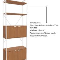 Mesa Escrivaninha E Estante Alta 4 Portas Canela Branco Kpb Canela Branco - 6