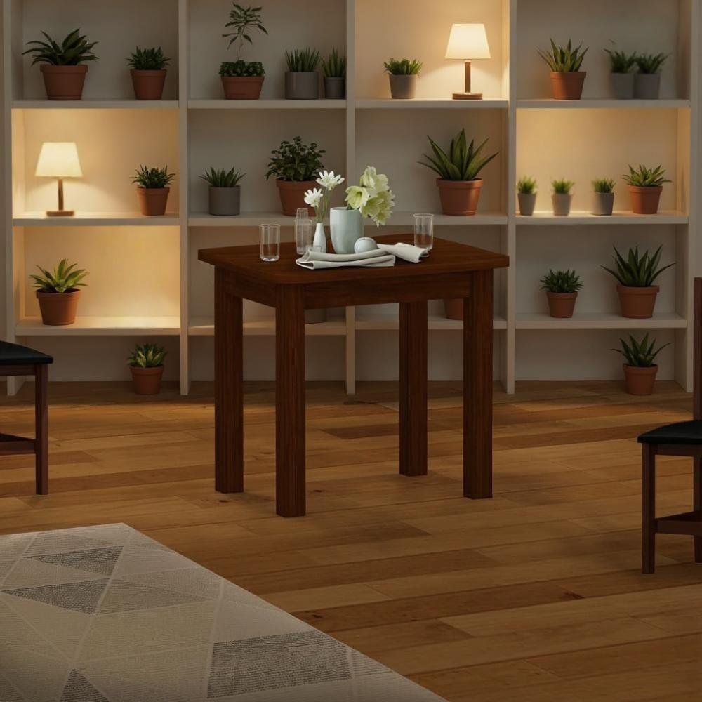 Mesa De Jantar 4 Lugares 67x88 Madeira Maciça Castanho - 1