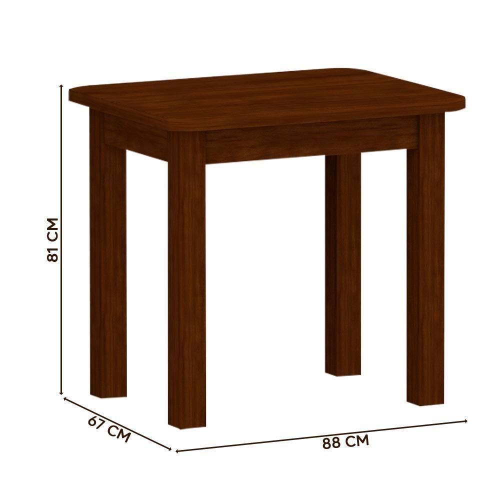 Mesa De Jantar 4 Lugares 67x88 Madeira Maciça Castanho - 4