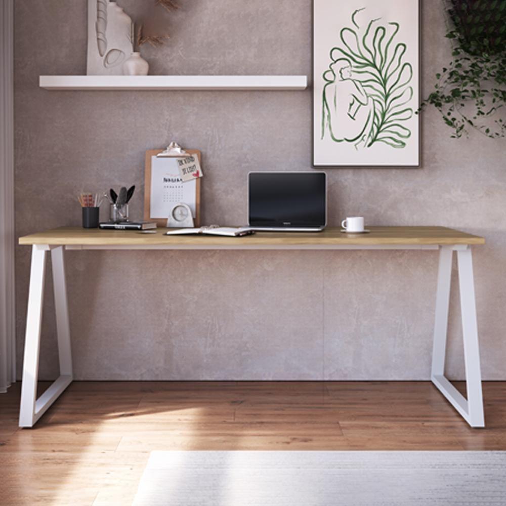 Mesa Para Escritorio Office 160 Cm 25861 Nogal Sevilha Branco Artesano Nogal Sevilha Branco - 2