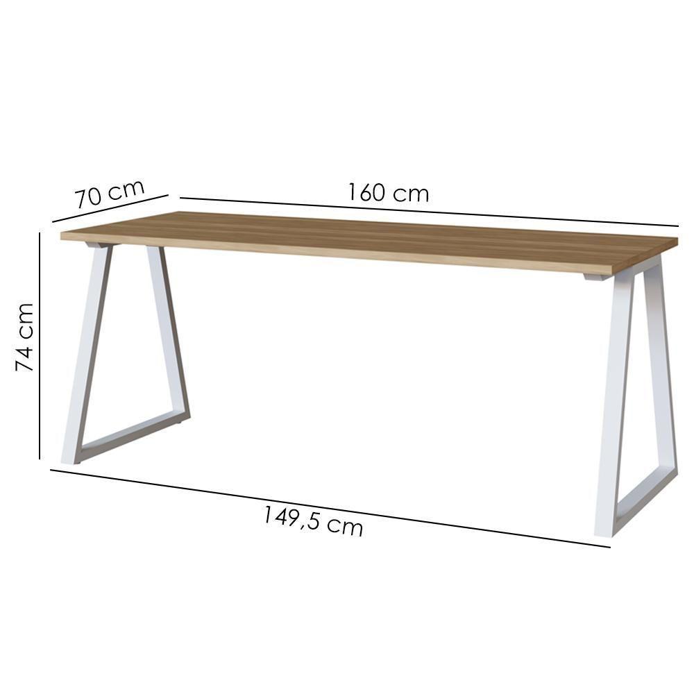 Mesa Para Escritorio Office 160 Cm 25861 Nogal Sevilha Branco Artesano Nogal Sevilha Branco - 3