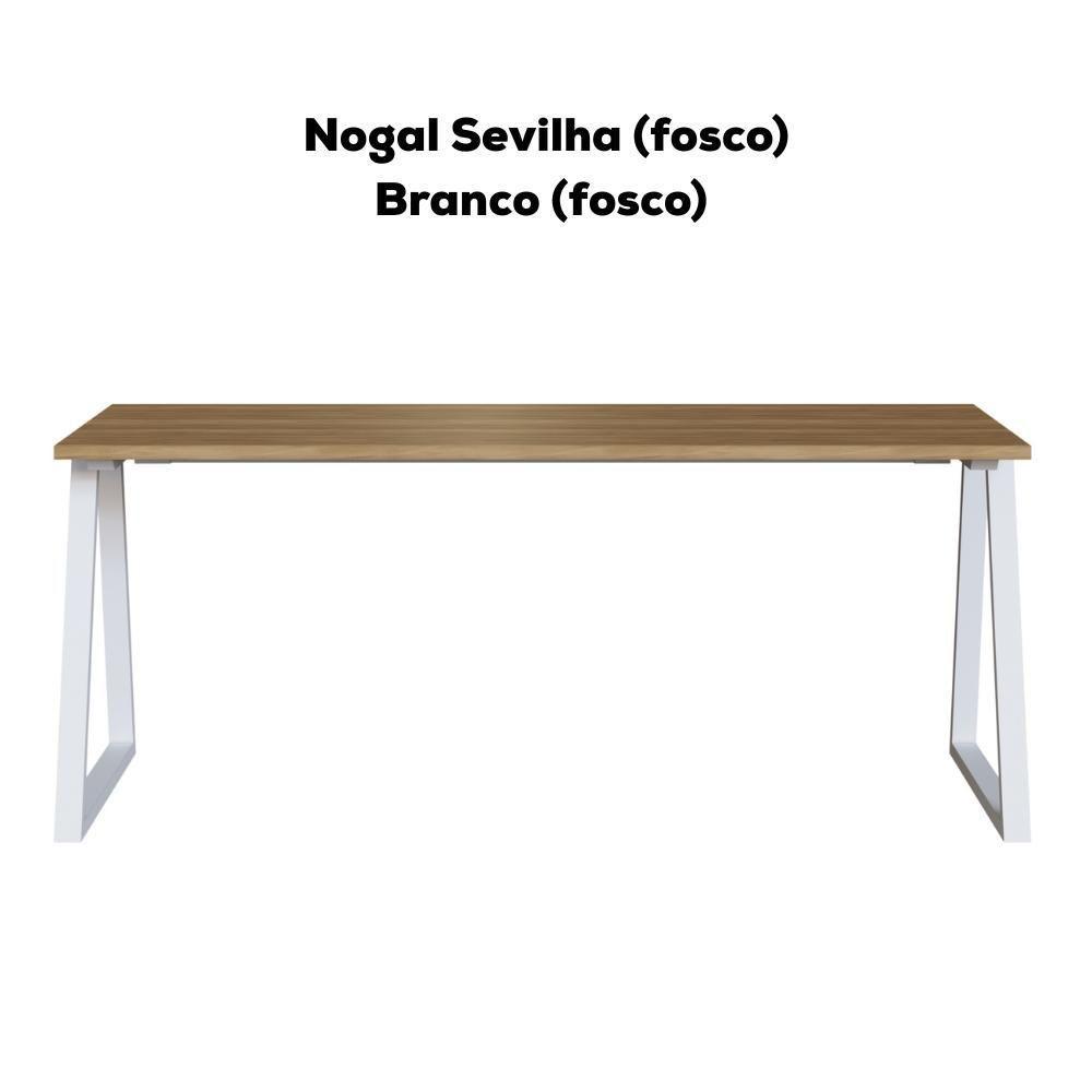 Mesa Para Escritorio Office 160 Cm 25861 Nogal Sevilha Branco Artesano Nogal Sevilha Branco - 4