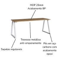Mesa Para Escritorio Office 160 Cm 25861 Nogal Sevilha Branco Artesano Nogal Sevilha Branco - 5