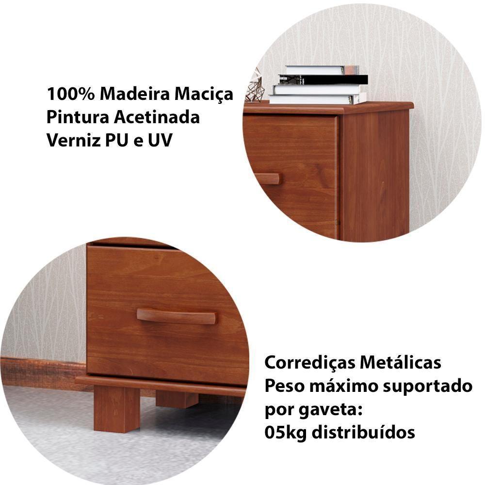 Mesa De Cabeceira Madeira Maciça 2 Gavetas 42 Cm 1137 Imbuia Milani Store Imbuia - 2