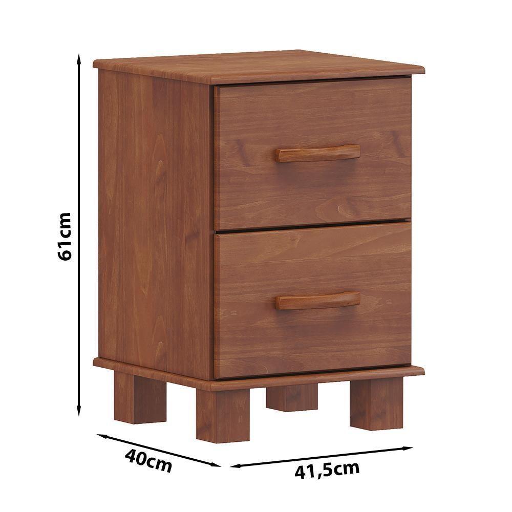 Mesa De Cabeceira Madeira Maciça 2 Gavetas 42 Cm 1137 Imbuia Milani Store Imbuia - 5