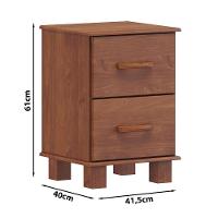Mesa De Cabeceira Madeira Maciça 2 Gavetas 42 Cm 1137 Imbuia Milani Store Imbuia - 5
