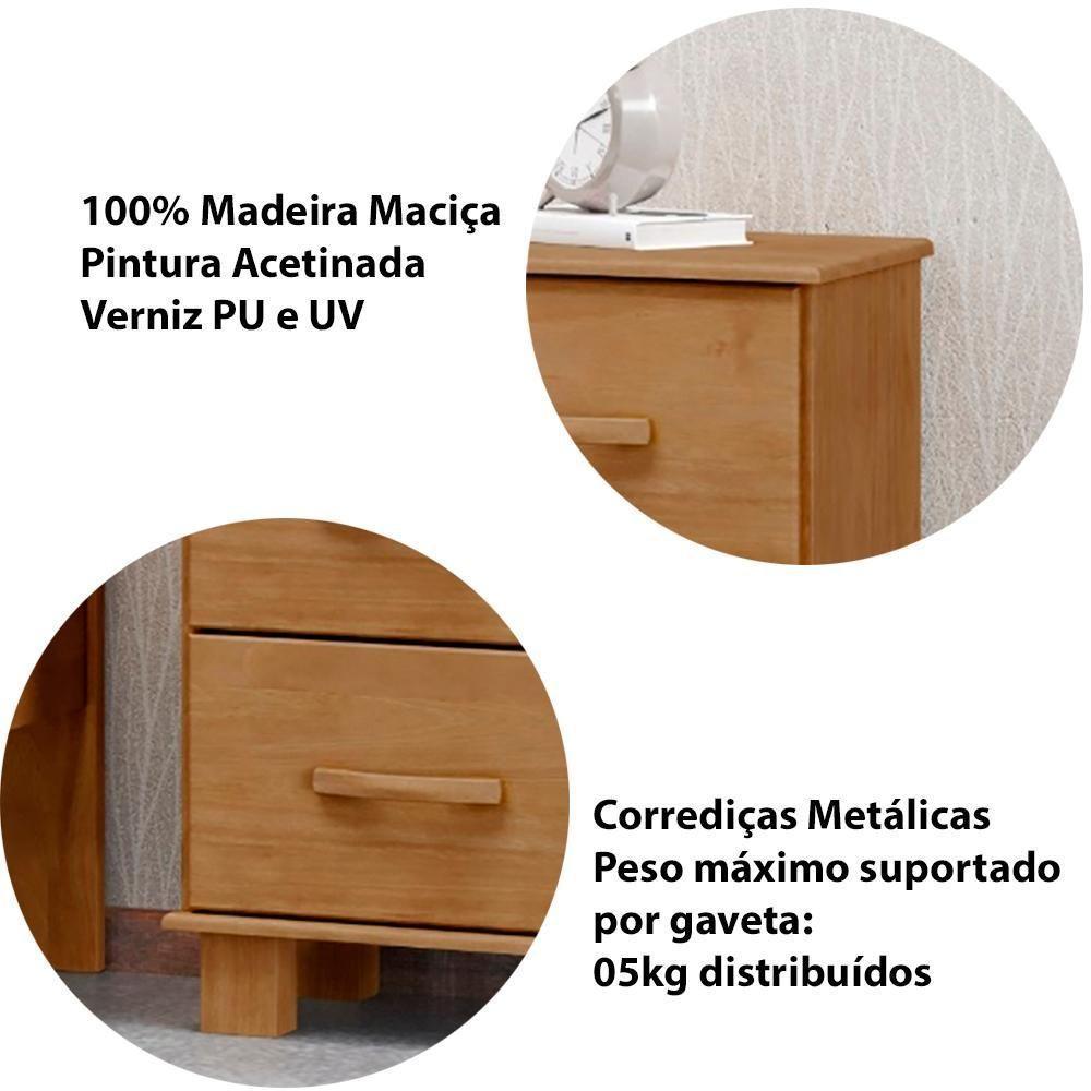 Mesa De Cabeceira Madeira Maciça 2 Gavetas 42 Cm 1137 Freijo Milani Store Freijo - 4