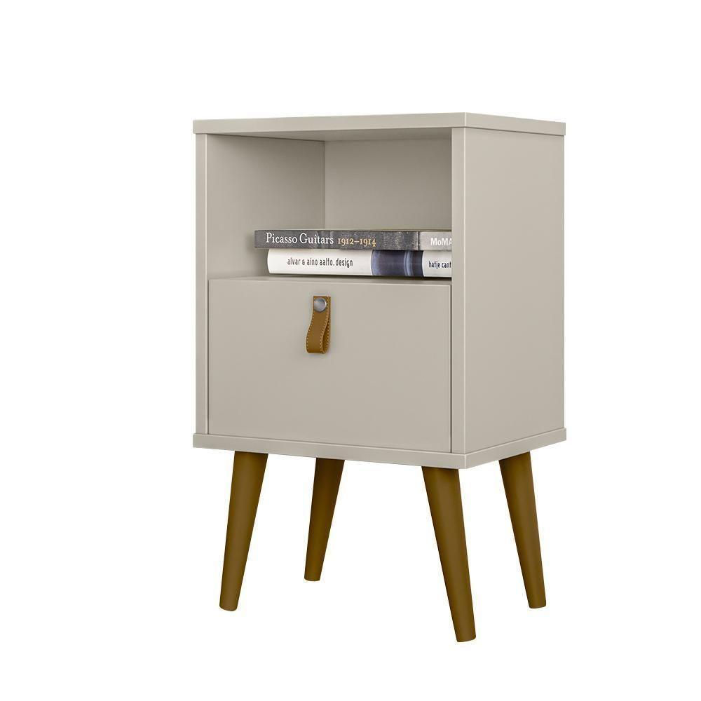 Mesa De Cabeceira 1 Gaveta Off White Pés Palito - 2