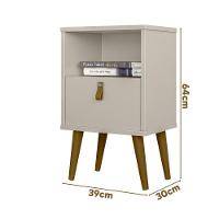 Mesa De Cabeceira 1 Gaveta Off White Pés Palito - 4