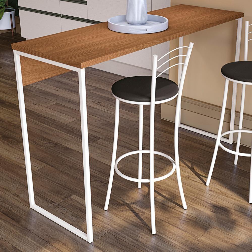 Mesa Bancada Alta Gourmet 136x91 Li043 Canela Branco Kpb Canela Branco - 2