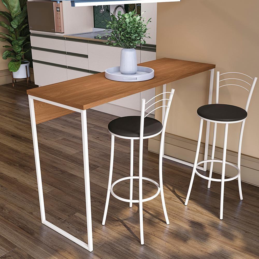 Mesa Bancada Alta Gourmet 136x91 Li043 Canela Branco Kpb Canela Branco - 6