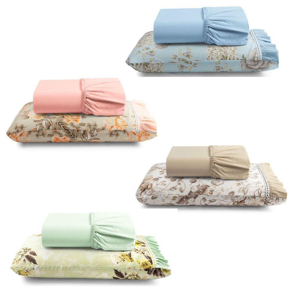 Kit Jogo De Cama Lençol Solteiro Minuano 2 Peças Com 4 Unidades - 100% Algodão - 1