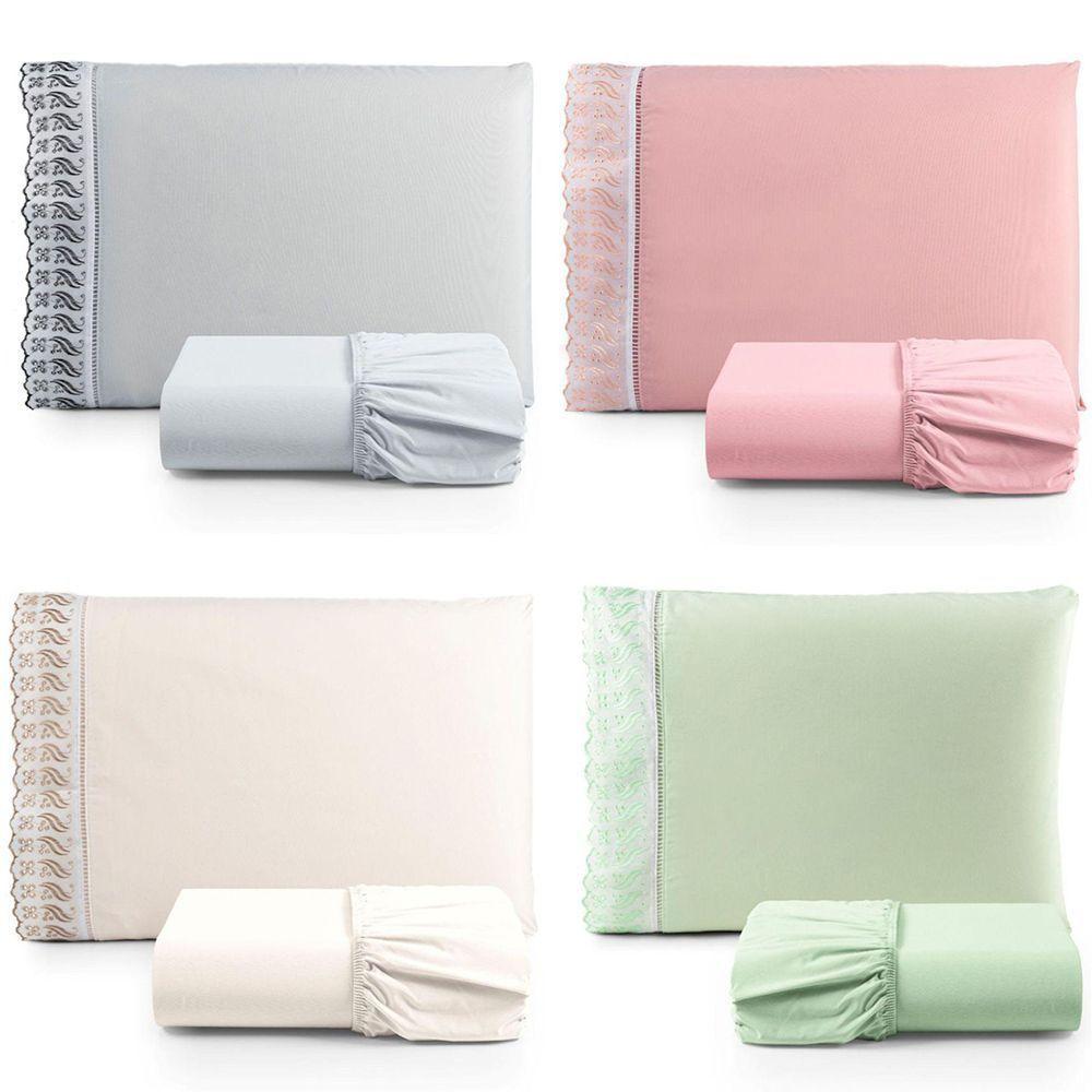 Kit Jogo De Cama Lençol Lese Solteiro 2 Peças Com 4 Un. Cores 2 - 100% Algodão - 1