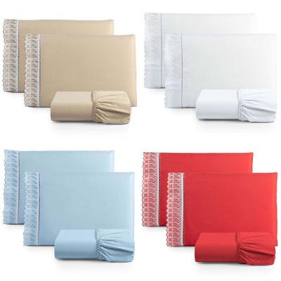 Kit Jogo De Cama Lençol Lese King 3 Peças Com 4 Un. Cores 1 - 100% Algodão