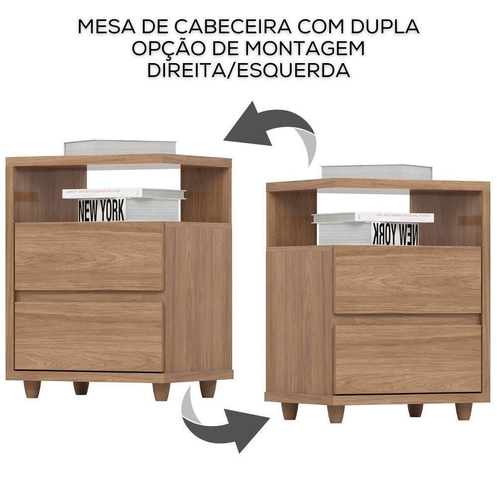 Kit 2 Mesas De Cabeceira 2 Gavetas 48 Cm Campeche Jequitiba Henn Jequitiba - 4
