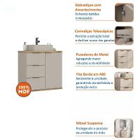Gabinete De Banheiro Aqua 56,7cm Estilare Gab4001 Nude/carvalho - 7
