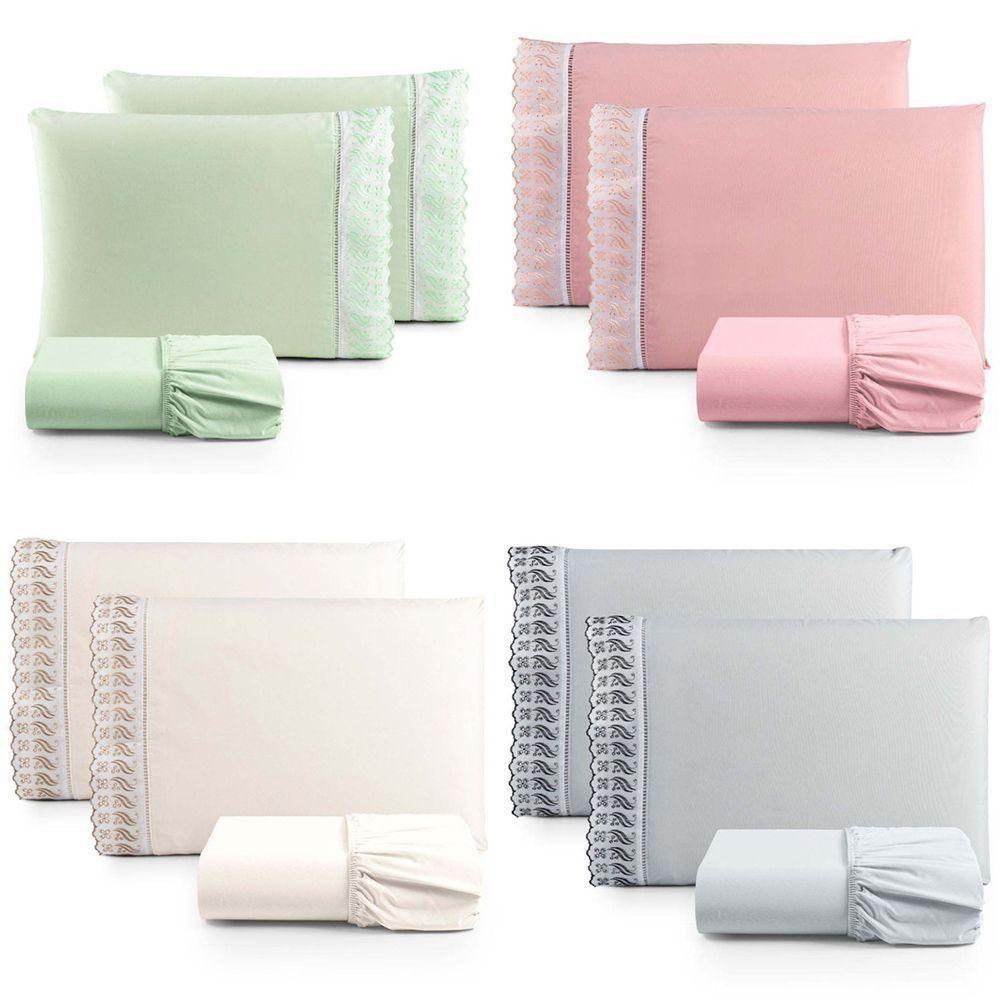 Kit Jogo De Cama Lençol Lese Queen 2 Peças Com 4 Un. Cores 2 - 100% Algodão - 1