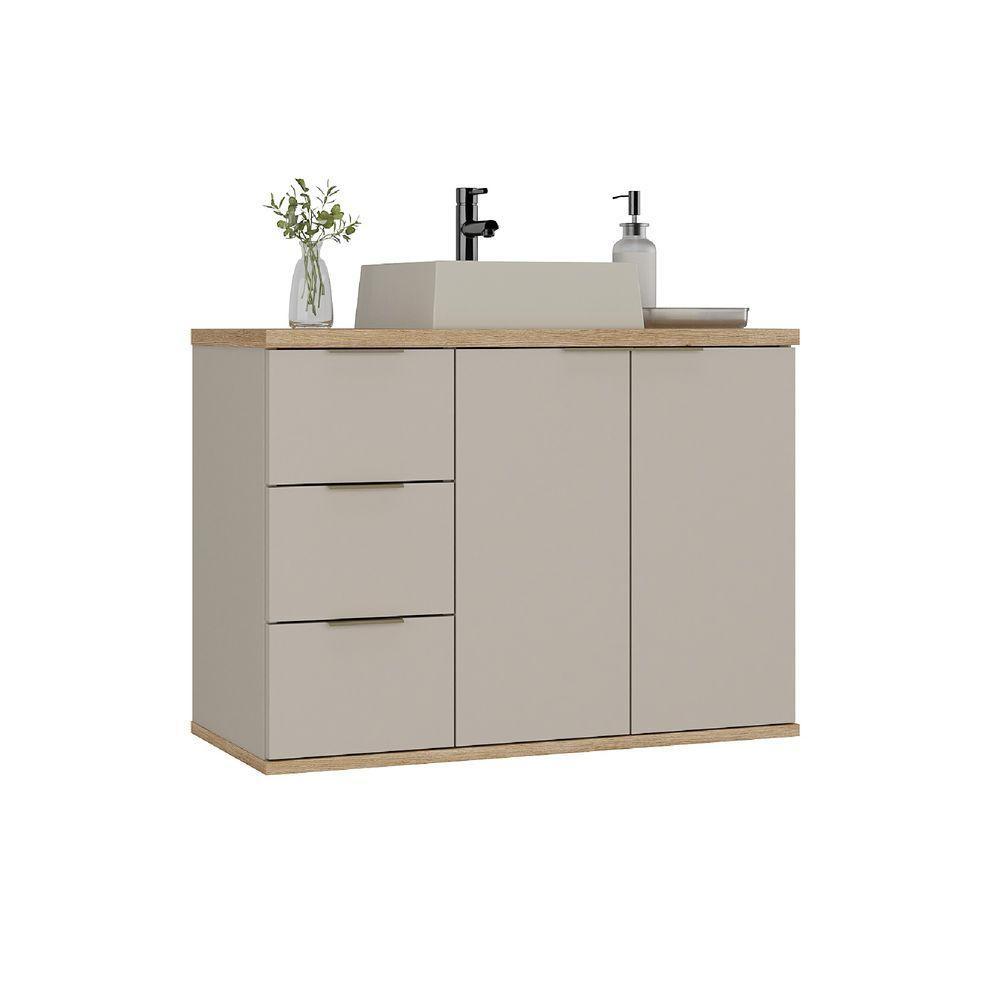 Gabinete Com Cuba Aqua 76cm Estilare Gab4002 Nude/carvalho - 2