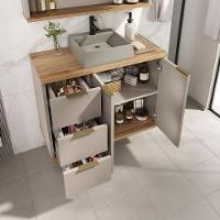 Gabinete Com Cuba Aqua 76cm Estilare Gab4002 Nude/carvalho - 6