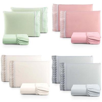 Kit Jogo De Cama Lençol Lese Casal 2 Peças Com 4 Un. Cores 2 - 100% Algodão