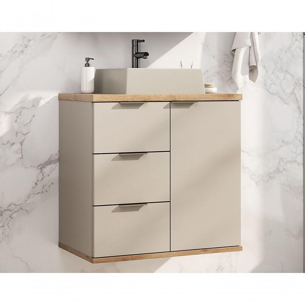 Gabinete Com Cuba Aqua 56,7cm Estilare Gab4001 Nude/carvalho - 1