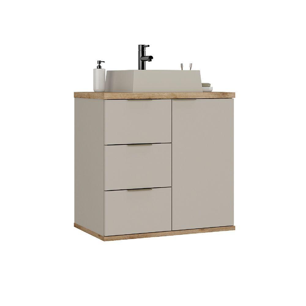 Gabinete Com Cuba Aqua 56,7cm Estilare Gab4001 Nude/carvalho - 2