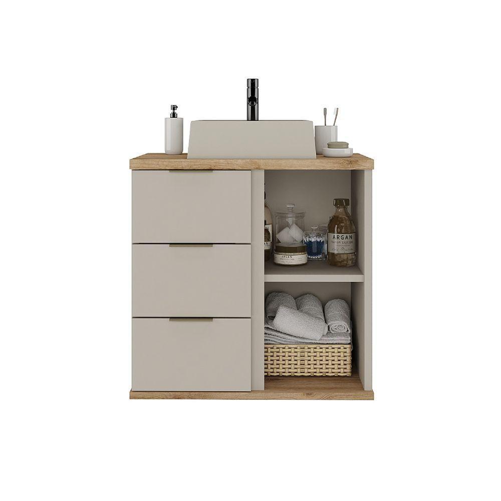 Gabinete Com Cuba Aqua 56,7cm Estilare Gab4001 Nude/carvalho - 3