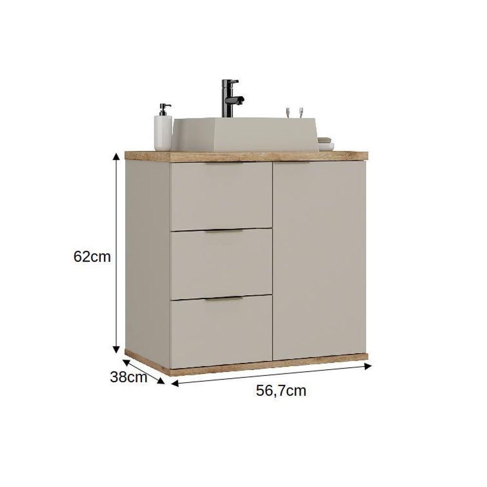 Gabinete Com Cuba Aqua 56,7cm Estilare Gab4001 Nude/carvalho - 4