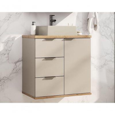 Gabinete Com Cuba Aqua 56,7cm Estilare Gab4001 Nude/carvalho