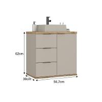 Gabinete Com Cuba Aqua 56,7cm Estilare Gab4001 Nude/carvalho