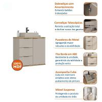 Gabinete Com Cuba Aqua 56,7cm Estilare Gab4001 Nude/carvalho - 8
